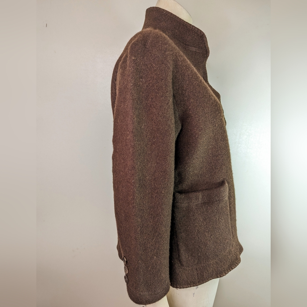 Mademoiselle Non Nin Wool Jacket Brown Japan Button Down Pockets Petite Small - Picture 4 of 12